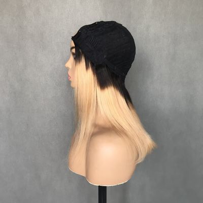 U Part Wig T1b/27 Warna Pemula Friendly Straight Glueless Protective Style Rambut Manusia Wig 150% Densitas