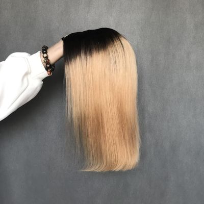 U Part Wig T1b/27 Warna Pemula Friendly Straight Glueless Protective Style Rambut Manusia Wig 150% Densitas