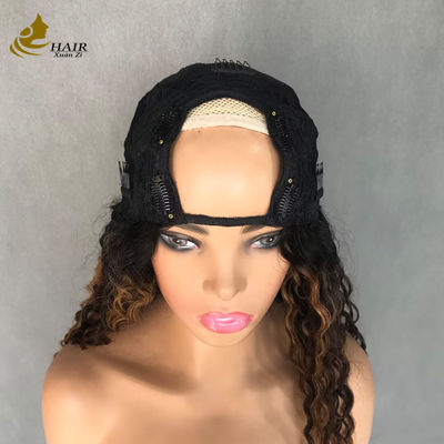 U / V Bagian Wig Rambut Manusia Dengan Klip Super Nyaman