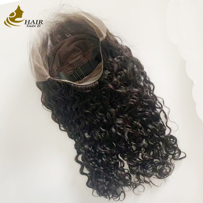 Kepadatan 250% 20 inci Gelombang Air Hitam Alami HD 13*6 Wig Renda Penuh Tanpa Lem dengan garis rambut alami