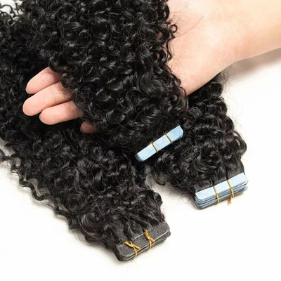 20 inci Natural Black Water Wave Tape Dalam Ekstensi Rambut Manusia