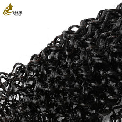 18 inci mentah Virgin Human Hair Weft Bundles Kinky 1B Hitam alami