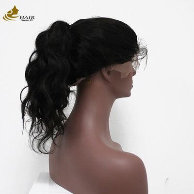 Bagian depan rambut manusia renda wig lurus 100% perawan Peruvian