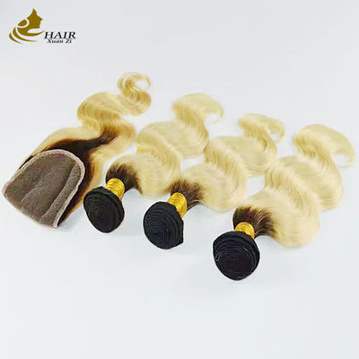 Warna Ombre Weft Hair Extensions Curly Ponytail Extension 1B Body Wave
