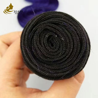 Ekstensi Rambut Manusia Ombre Gelombang Tubuh Warna Ungu 26 Inci Bundel Rambut Manusia Virgin