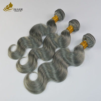 Grey Ombre ekstensi rambut manusia bundel 26 inci dengan penutupan