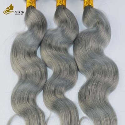 Grey Ombre ekstensi rambut manusia bundel 26 inci dengan penutupan