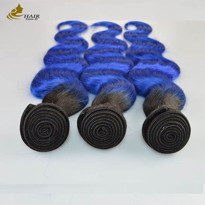 1B Biru Ombre Ekstensi Rambut Manusia Body Wave Virgin Wavy