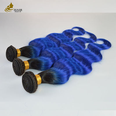 1B Biru Ombre Ekstensi Rambut Manusia Body Wave Virgin Wavy