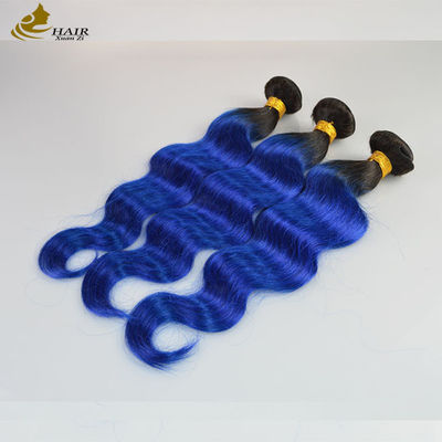 1B Biru Ombre Ekstensi Rambut Manusia Body Wave Virgin Wavy