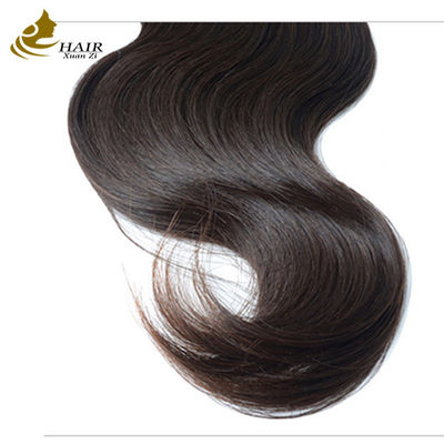 Burgundy Peruvian Remy Ekstensi Rambut Manusia Weave Bundle Dengan Penutupan