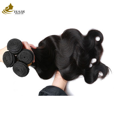Customized Virgin Human Hair Weft Body Wave Bundles Dengan Penutupan