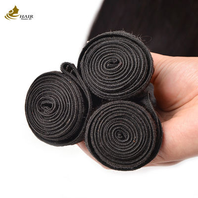 Rambut Manusia Perawan 100 yang Belum Diproses Bundel Warna Alami Rambut Lurus Anyaman Dengan Penutup