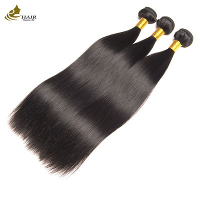 OEM 18 Inci Natural Hitam lurus mentah Virgin Human Hair Bundles Dengan Penutupan