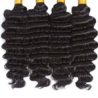 12A Grade Deep Wave 100 Virgin Human Hair Bundles 95-100g Dengan Penutupan