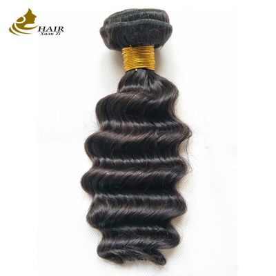 12A Grade Deep Wave Virgin Human Hair Bundles 95-100g Dengan Penutupan Custom