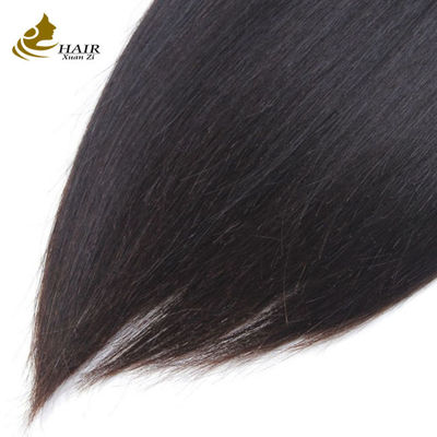 Brazilian Remy Unprocessed Human Hair Extensions Straight Bundles dengan Penutupan