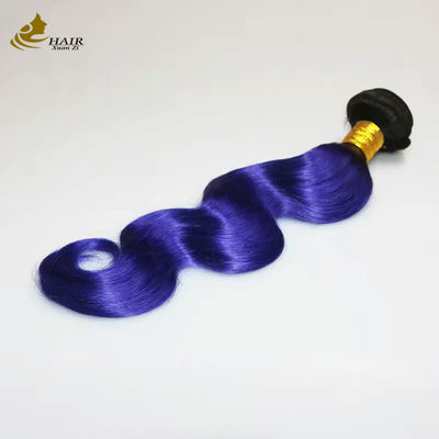Tenun Rambut Manusia Remy Warna Populer Warna Biru Ombre Ekstensi Rambut Manusia