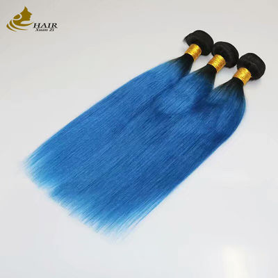 Tenun Rambut Manusia Remy Warna Populer Warna Biru Ombre Ekstensi Rambut Manusia