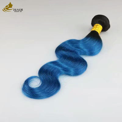 Tenun Rambut Manusia Remy Warna Populer Warna Biru Ombre Ekstensi Rambut Manusia