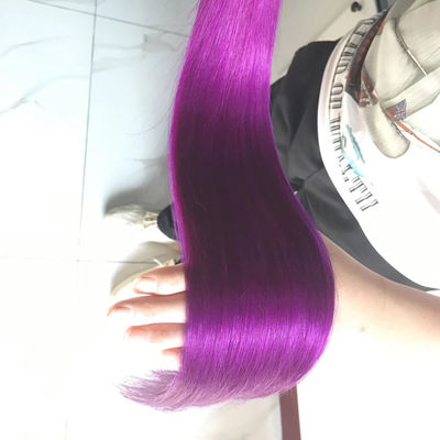 1B Ungu Ombre Ekstensi Rambut Manusia Bundel Remy Rambut Manusia Weft