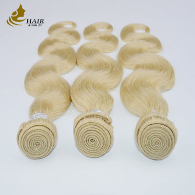 Grosir Brasil Ombre Human Hair Extension Weave Cuticle Aligned Honey Blonde 613 Body Wave Human Hair Bundle
