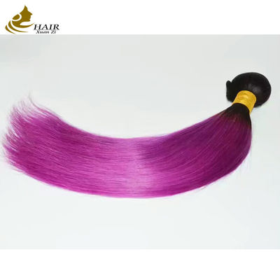 Warna Disesuaikan 100 Rambut Manusia Perawan Pink Lembut Ombre Ekstensi Rambut Manusia Bundel Lurus