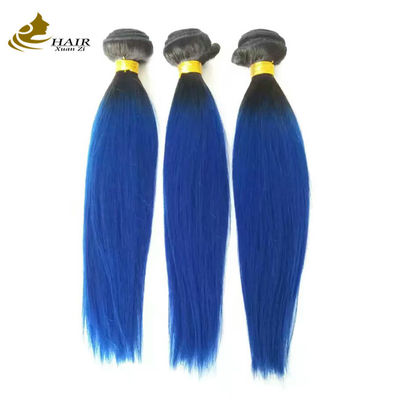 Gadis mentah Brazil Ombre Ekstensi Rambut Manusia Bundel Biru 1B