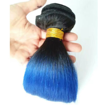 Gadis mentah Brazil Ombre Ekstensi Rambut Manusia Bundel Biru 1B