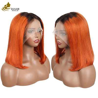 130% Densitas 1b/ Oranye Customized Human Hair Wig Human Hair Short Bob Wigs