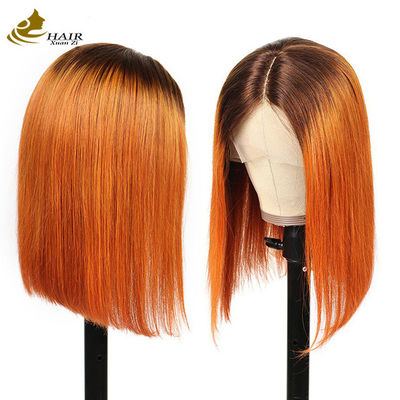 130% Densitas 1b/ Oranye Customized Human Hair Wig Human Hair Short Bob Wigs