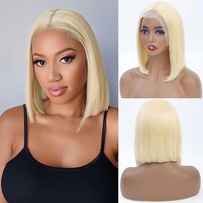 Pendek Full Frontal renda wig 10 inci Bob wig 1b Warna coklat