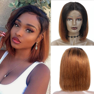 Pendek Full Frontal renda wig 10 inci Bob wig 1b Warna coklat