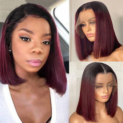 Pendek Full Frontal renda wig 10 inci Bob wig 1b Warna coklat
