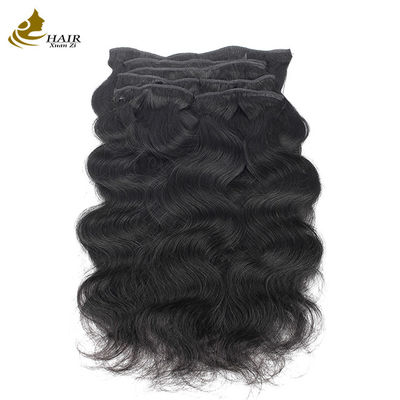 Grosir Rambut Manusia Remy Hitam Alami Brasil Gelombang Body Clip In Hair Extensions