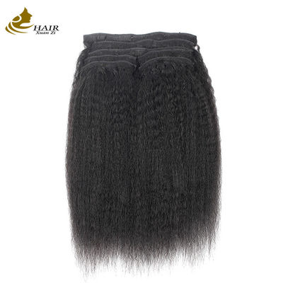 Natural Kinky Straight Clip In Hair Extensions Bundle 30 Inci OEM