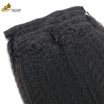 Natural Kinky Straight Clip In Hair Extensions Bundle 30 Inci OEM