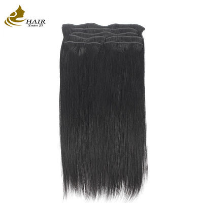 Rambut lurus panjang Brazil Weave Hitam Auburn Rambut manusia bundel Clip In