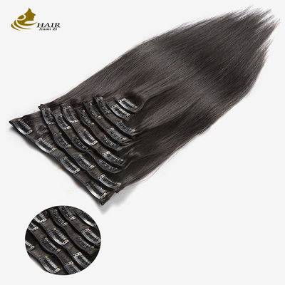Rambut lurus panjang Brazil Weave Hitam Auburn Rambut manusia bundel Clip In
