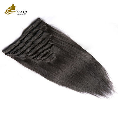 Rambut lurus panjang Brazil Weave Hitam Auburn Rambut manusia bundel Clip In