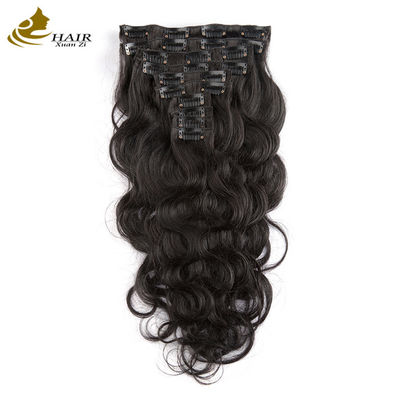 Human Remy Body Wave 18 Inch Curly Clip Dalam Ekstensi Rambut