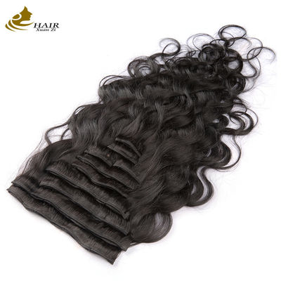 Human Remy Body Wave 18 Inch Curly Clip Dalam Ekstensi Rambut