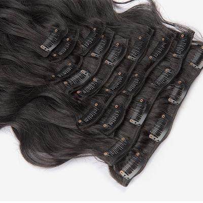 Human Remy Body Wave 18 Inch Curly Clip Dalam Ekstensi Rambut