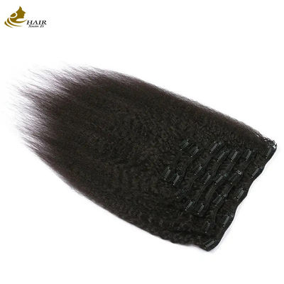 Yaki Kinky Malaysian Weave Hair Seamless Clip In Extensions 7 pcs