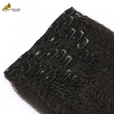 Yaki Kinky Malaysian Weave Hair Seamless Clip In Extensions 7 pcs