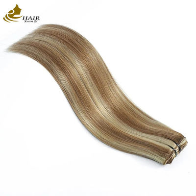 10 Piece Peruvian Clip In Ponytail Extension Strawberry Blonde Rambut Manusia Asli