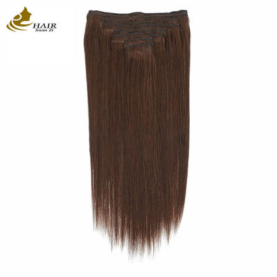 Dark Brown 22 inci Clip In Hair Ekstensi Rambut Manusia 100% Perawan 16 Piece