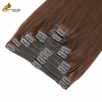 Dark Brown 22 inci Clip In Hair Ekstensi Rambut Manusia 100% Perawan 16 Piece