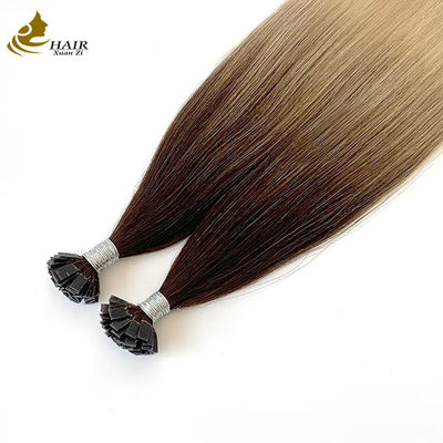 Flat Keratin T U Tip Remy Hair Extensions Blonde Disesuaikan