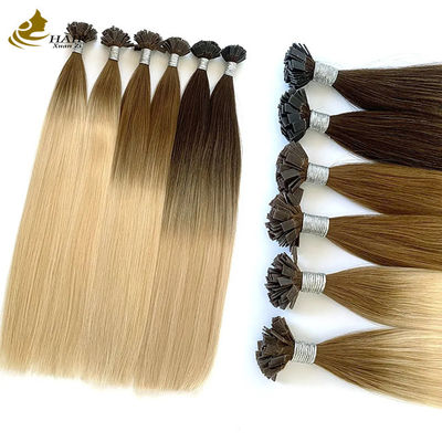 Flat Keratin T U Tip Remy Hair Extensions Blonde Disesuaikan